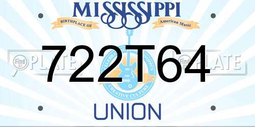 722T64 Mississippi License Plate