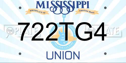 722TG4 Mississippi License Plate