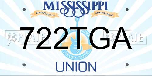 722TGA Mississippi License Plate