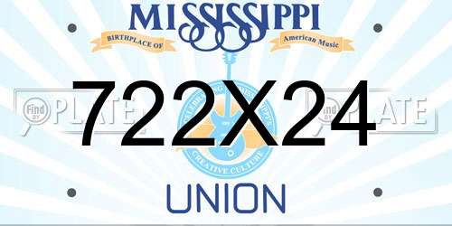 722X24 Mississippi License Plate