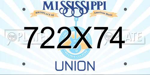 722X74 Mississippi License Plate