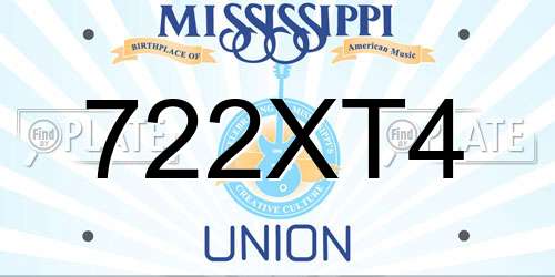 722XT4 Mississippi License Plate
