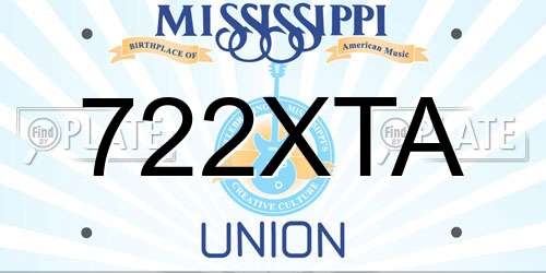 722XTA Mississippi License Plate