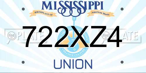 722XZ4 Mississippi License Plate