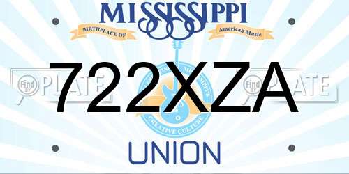 722XZA Mississippi License Plate