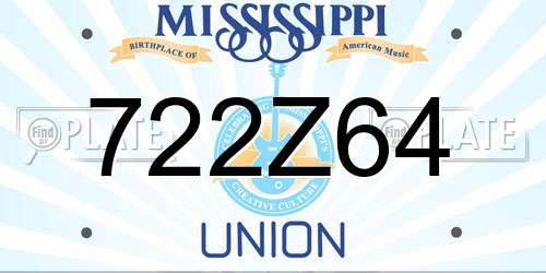 722Z64 Mississippi License Plate