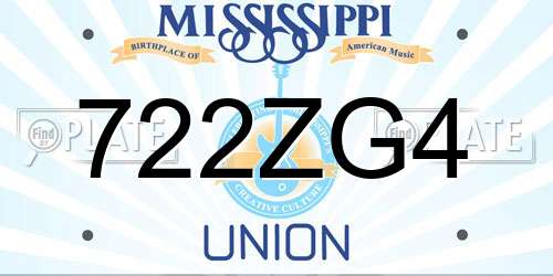 722ZG4 Mississippi License Plate