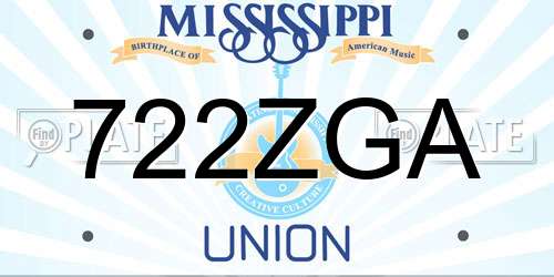 722ZGA Mississippi License Plate