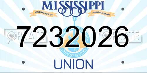 7232026 Mississippi License Plate
