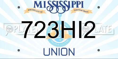 723HI2 Mississippi License Plate