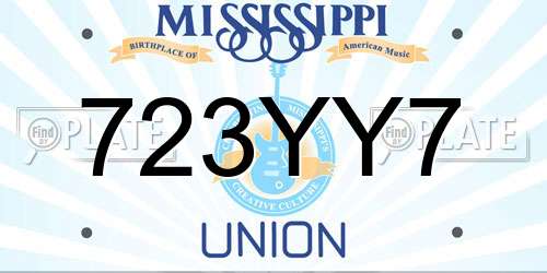 723YY7 Mississippi License Plate