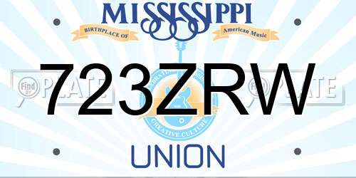 723ZRW Mississippi License Plate