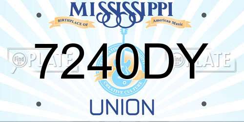 7240DY Mississippi License Plate