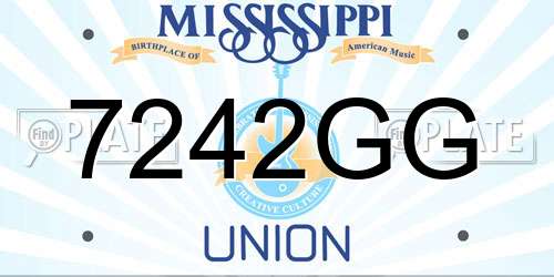 7242GG Mississippi License Plate