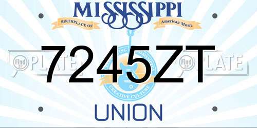 7245ZT Mississippi License Plate