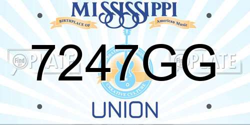 7247GG Mississippi License Plate