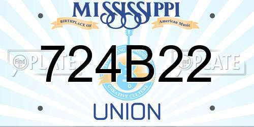 724B22 Mississippi License Plate