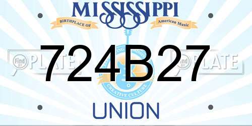 724B27 Mississippi License Plate