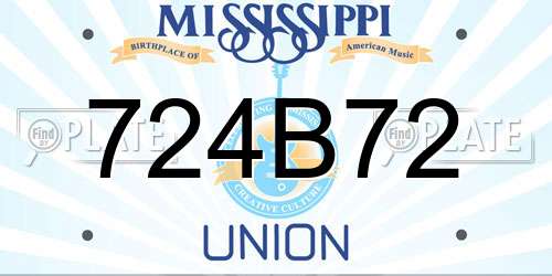 724B72 Mississippi License Plate
