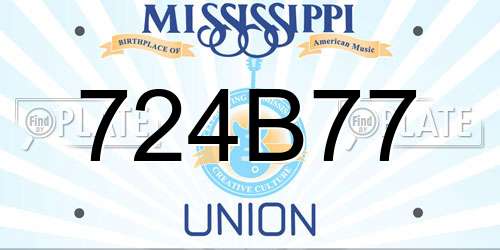 724B77 Mississippi License Plate