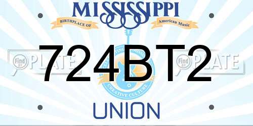 724BT2 Mississippi License Plate