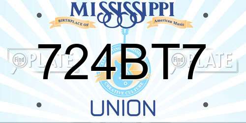 724BT7 Mississippi License Plate