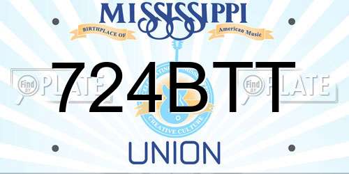 724BTT Mississippi License Plate