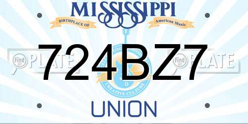 724BZ7 Mississippi License Plate