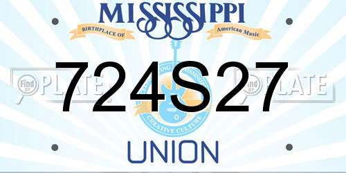 724S27 Mississippi License Plate
