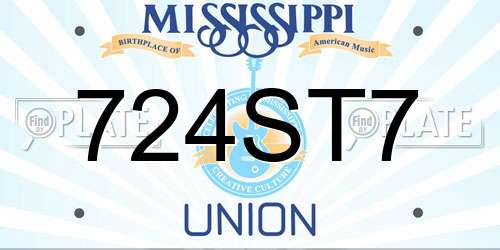 724ST7 Mississippi License Plate