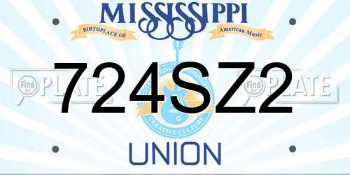 724SZ2 Mississippi License Plate