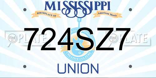 724SZ7 Mississippi License Plate