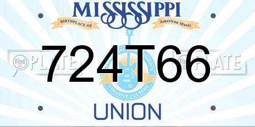 724T66 Mississippi License Plate