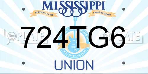 724TG6 Mississippi License Plate