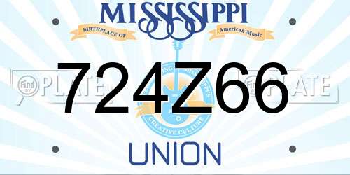 724Z66 Mississippi License Plate