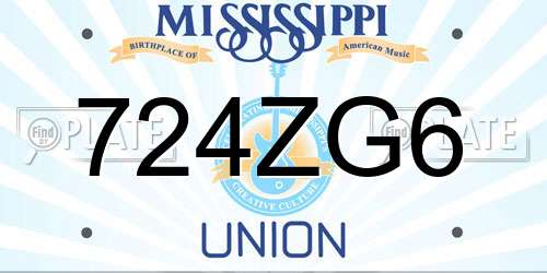 724ZG6 Mississippi License Plate