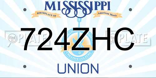 724ZHC Mississippi License Plate