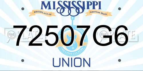 72507G6 Mississippi License Plate