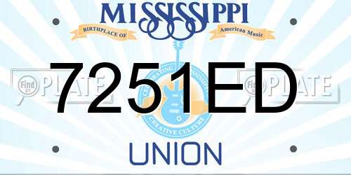 7251ED Mississippi License Plate