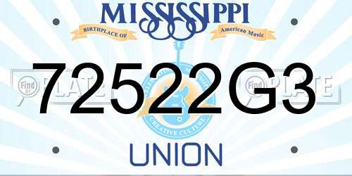 72522G3 Mississippi License Plate