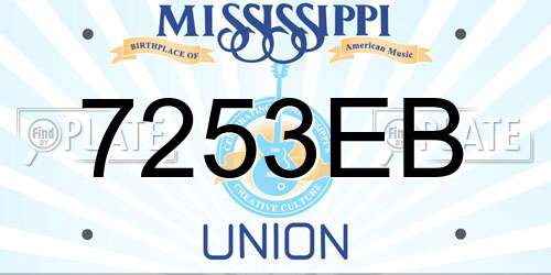 7253EB Mississippi License Plate
