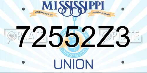 72552Z3 Mississippi License Plate