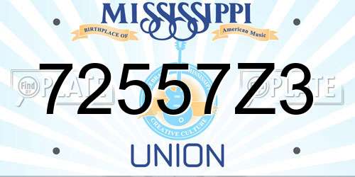 72557Z3 Mississippi License Plate