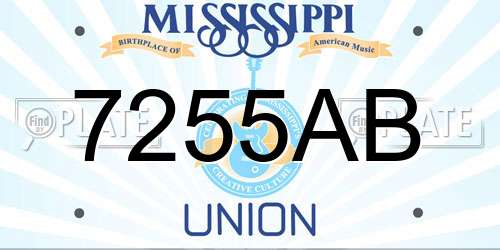 7255AB Mississippi License Plate