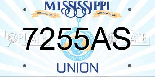 7255AS Mississippi License Plate