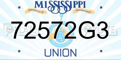 72572G3 Mississippi License Plate