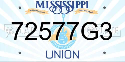 72577G3 Mississippi License Plate