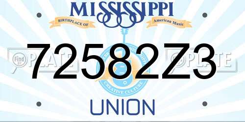 72582Z3 Mississippi License Plate