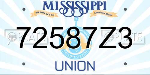 72587Z3 Mississippi License Plate