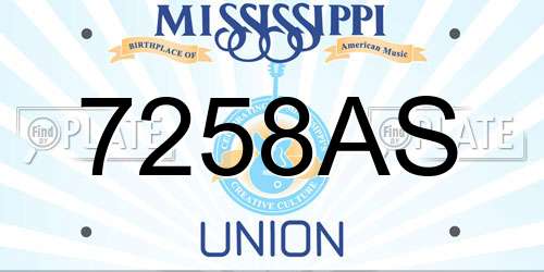 7258AS Mississippi License Plate
